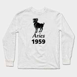 Black Aries Zodiac 1959 Long Sleeve T-Shirt